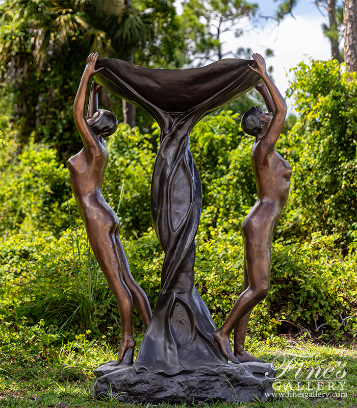 Bronze Fountains  - Art Deco Bronze Nude Women Fountain  - BF-899